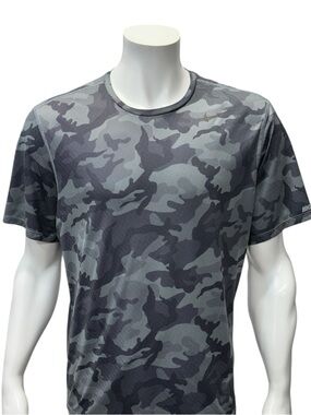Nike Dri-Fit Running Workout Athletic Two-Tone Gray Camouflage Shirt Size XL